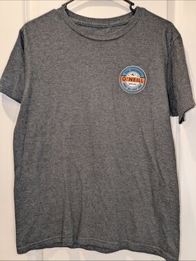 O’Neill Graphic T Shirt Medium Gray Surf Logo Back Print Modern Fit Tee